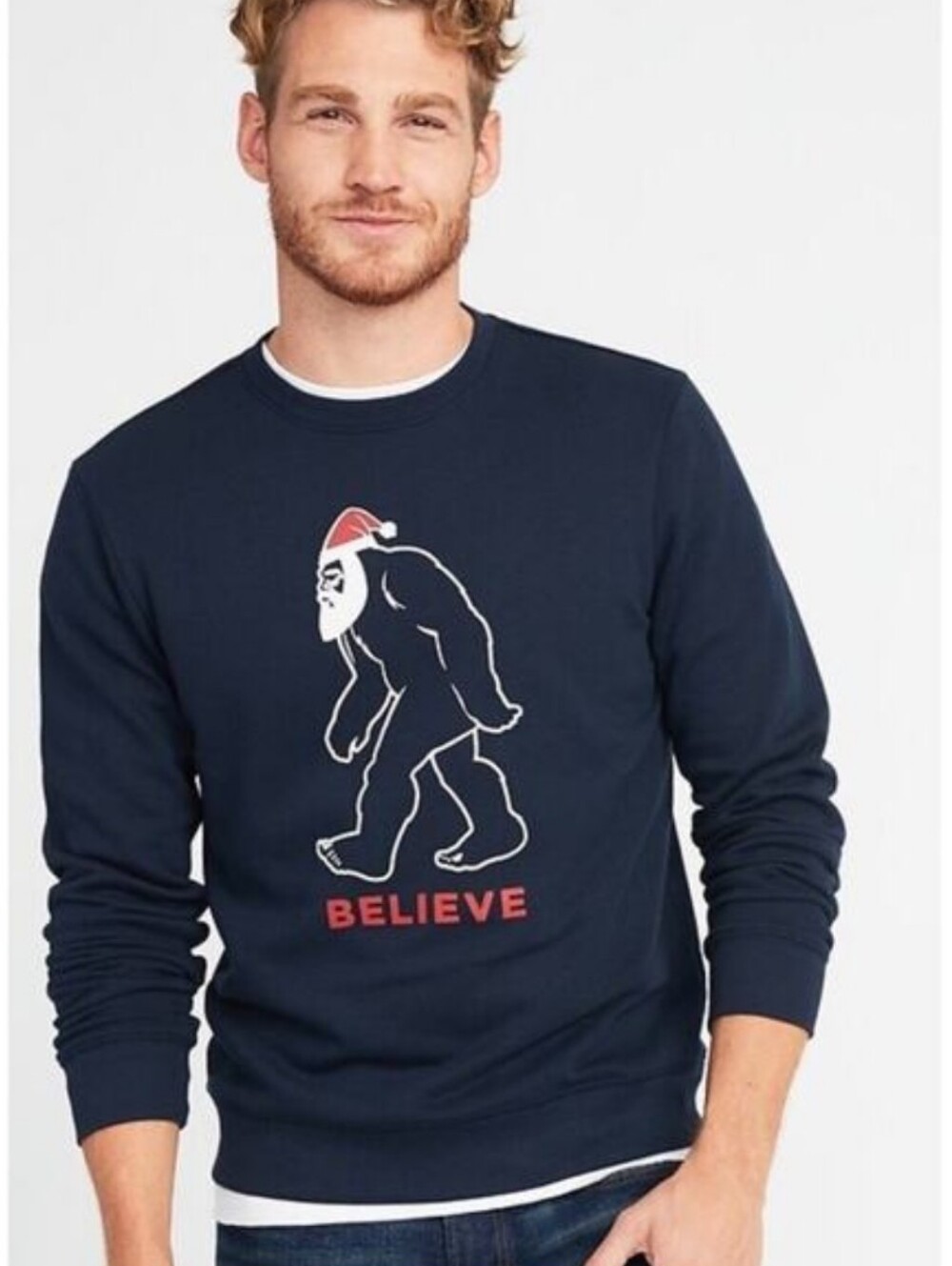 Old Navy Bigfoot “Believe” Navy Blue Sweatshirt, Large